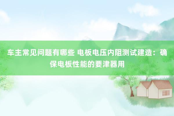 车主常见问题有哪些 电板电压内阻测试建造：确保电板性能的要津器用