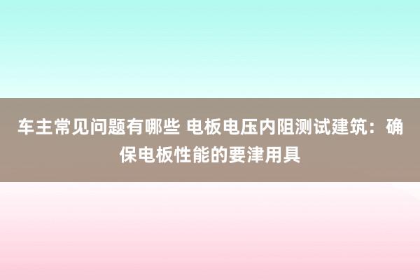 车主常见问题有哪些 电板电压内阻测试建筑：确保电板性能的要津用具