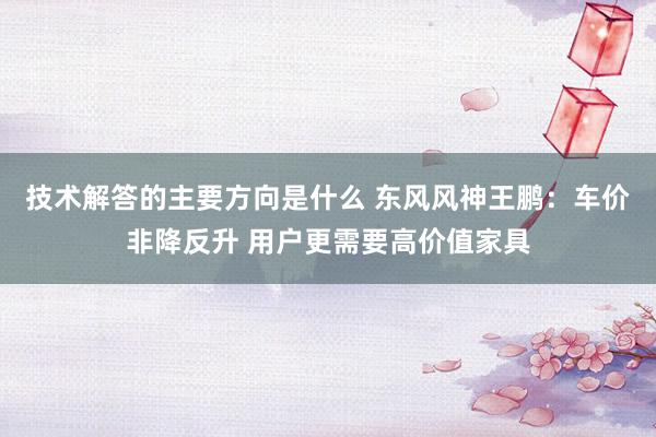 技术解答的主要方向是什么 东风风神王鹏：车价非降反升 用户更需要高价值家具