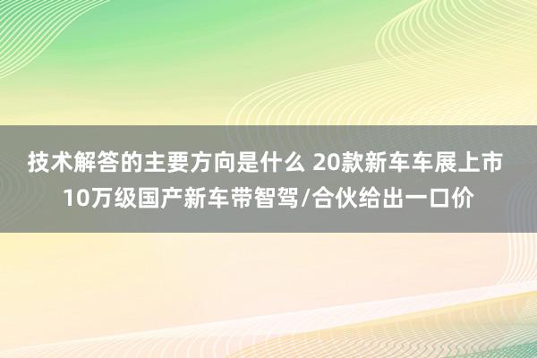 技术解答的主要方向是什么 20款新车车展上市 10万级国产新车带智驾/合伙给出一口价