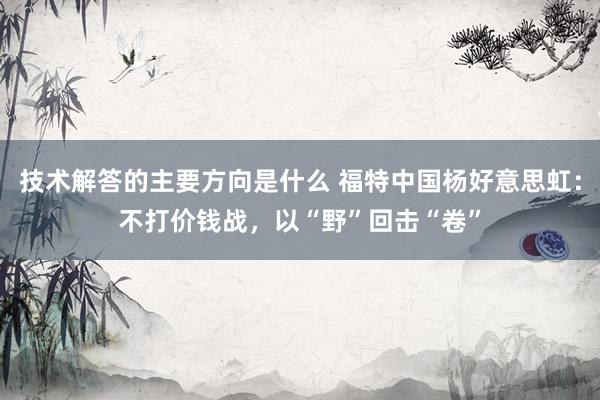 技术解答的主要方向是什么 福特中国杨好意思虹：不打价钱战，以“野”回击“卷”