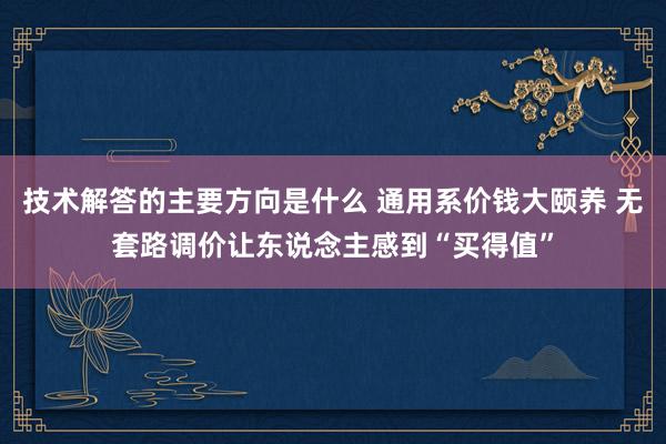 技术解答的主要方向是什么 通用系价钱大颐养 无套路调价让东说念主感到“买得值”