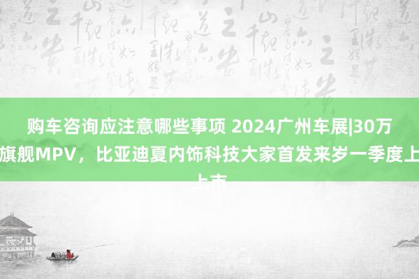 购车咨询应注意哪些事项 2024广州车展|30万级旗舰MPV，比亚迪夏内饰科技大家首发来岁一季度上市