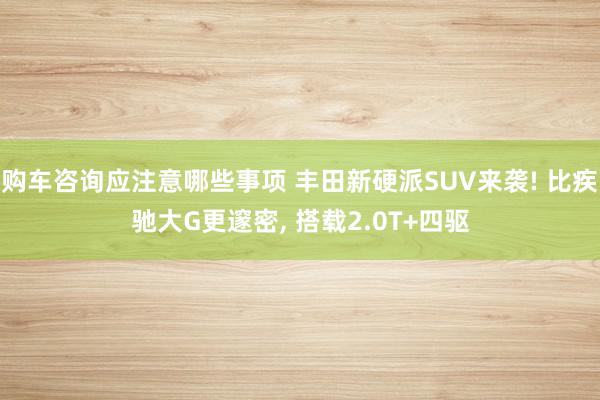 购车咨询应注意哪些事项 丰田新硬派SUV来袭! 比疾驰大G更邃密, 搭载2.0T+四驱