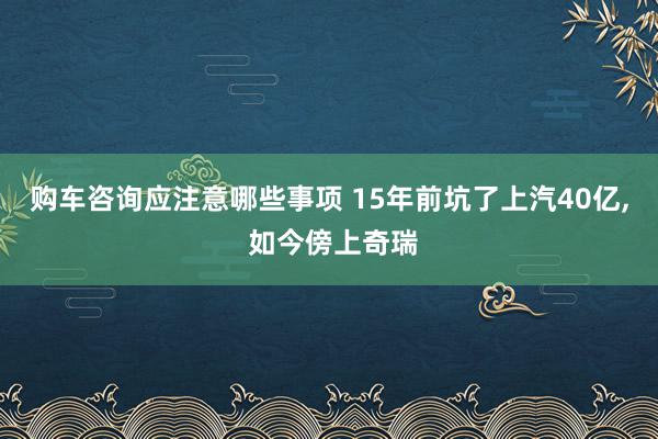 购车咨询应注意哪些事项 15年前坑了上汽40亿, 如今傍上奇瑞