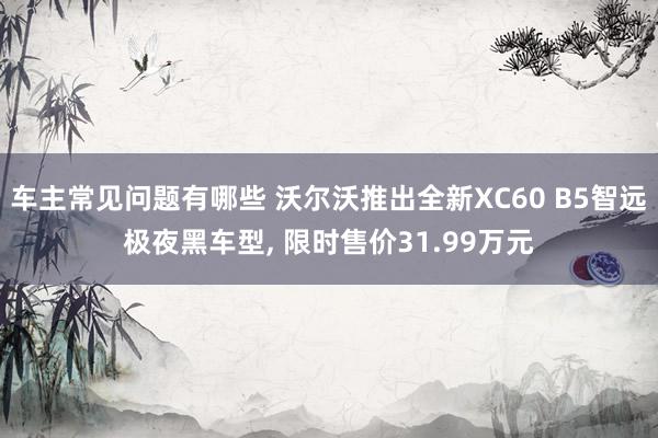 车主常见问题有哪些 沃尔沃推出全新XC60 B5智远极夜黑车型, 限时售价31.99万元