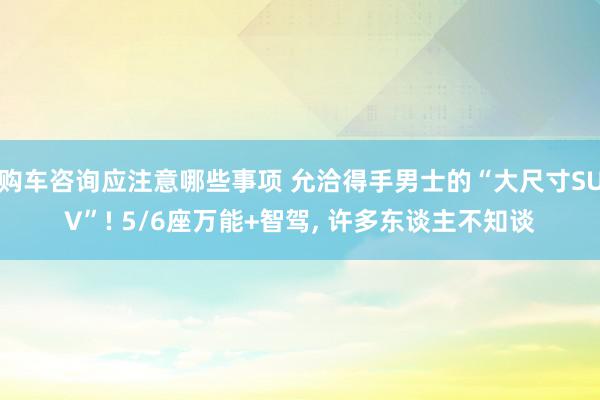 购车咨询应注意哪些事项 允洽得手男士的“大尺寸SUV”! 5/6座万能+智驾, 许多东谈主不知谈