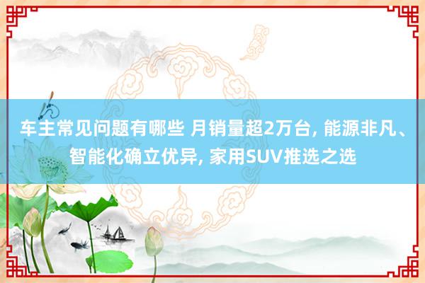 车主常见问题有哪些 月销量超2万台, 能源非凡、智能化确立优异, 家用SUV推选之选