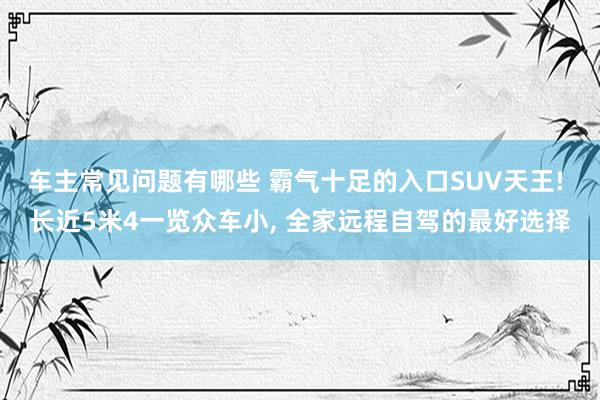 车主常见问题有哪些 霸气十足的入口SUV天王! 长近5米4一览众车小, 全家远程自驾的最好选择