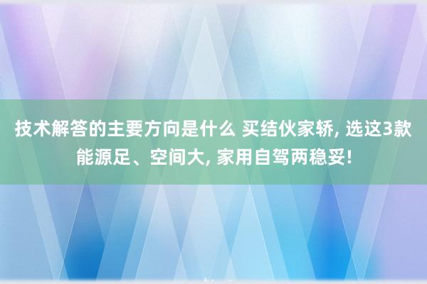 技术解答的主要方向是什么 买结伙家轿, 选这3款能源足、空间大, 家用自驾两稳妥!