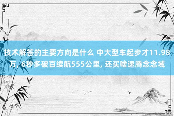 技术解答的主要方向是什么 中大型车起步才11.98万, 6秒多破百续航555公里, 还买啥速腾念念域