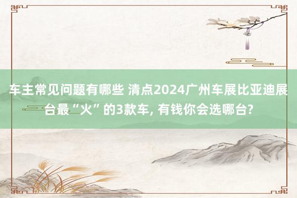 车主常见问题有哪些 清点2024广州车展比亚迪展台最“火”的3款车, 有钱你会选哪台?