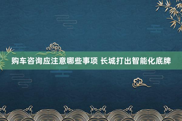 购车咨询应注意哪些事项 长城打出智能化底牌