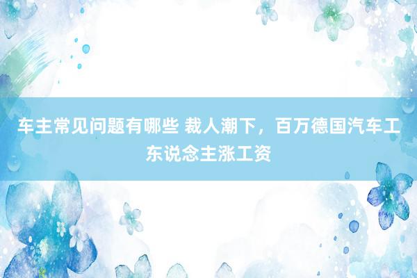 车主常见问题有哪些 裁人潮下，百万德国汽车工东说念主涨工资