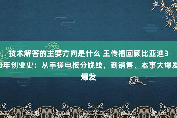 技术解答的主要方向是什么 王传福回顾比亚迪30年创业史：从手搓电板分娩线，到销售、本事大爆发