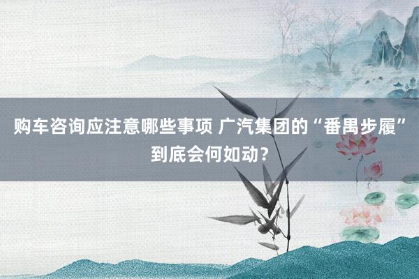 购车咨询应注意哪些事项 广汽集团的“番禺步履”到底会何如动？