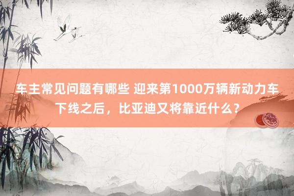 车主常见问题有哪些 迎来第1000万辆新动力车下线之后，比亚迪又将靠近什么？