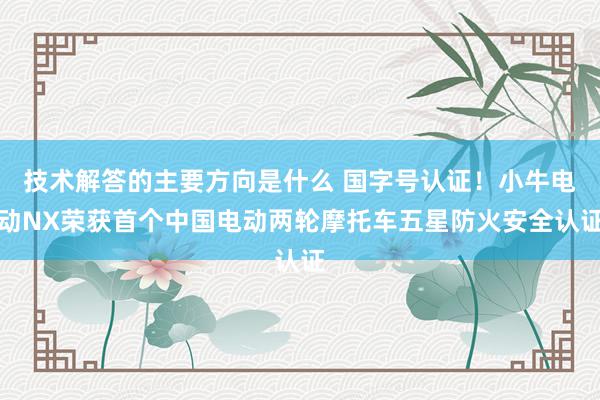 技术解答的主要方向是什么 国字号认证！小牛电动NX荣获首个中国电动两轮摩托车五星防火安全认证