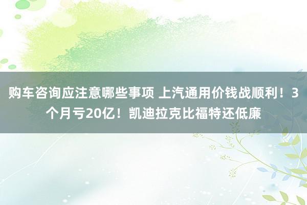 购车咨询应注意哪些事项 上汽通用价钱战顺利！3个月亏20亿！凯迪拉克比福特还低廉