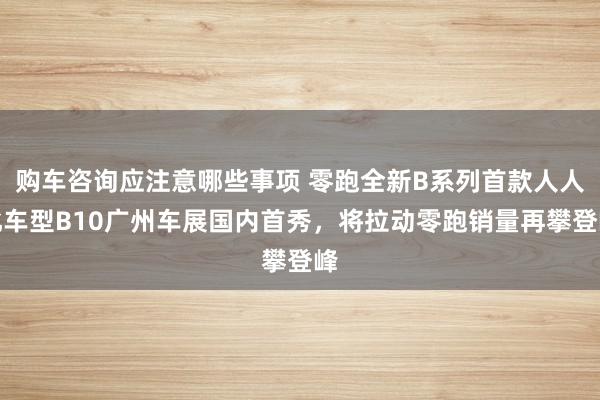 购车咨询应注意哪些事项 零跑全新B系列首款人人化车型B10广州车展国内首秀，将拉动零跑销量再攀登峰