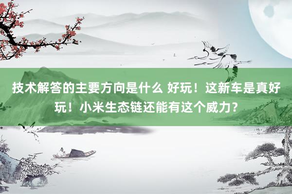 技术解答的主要方向是什么 好玩！这新车是真好玩！小米生态链还能有这个威力？